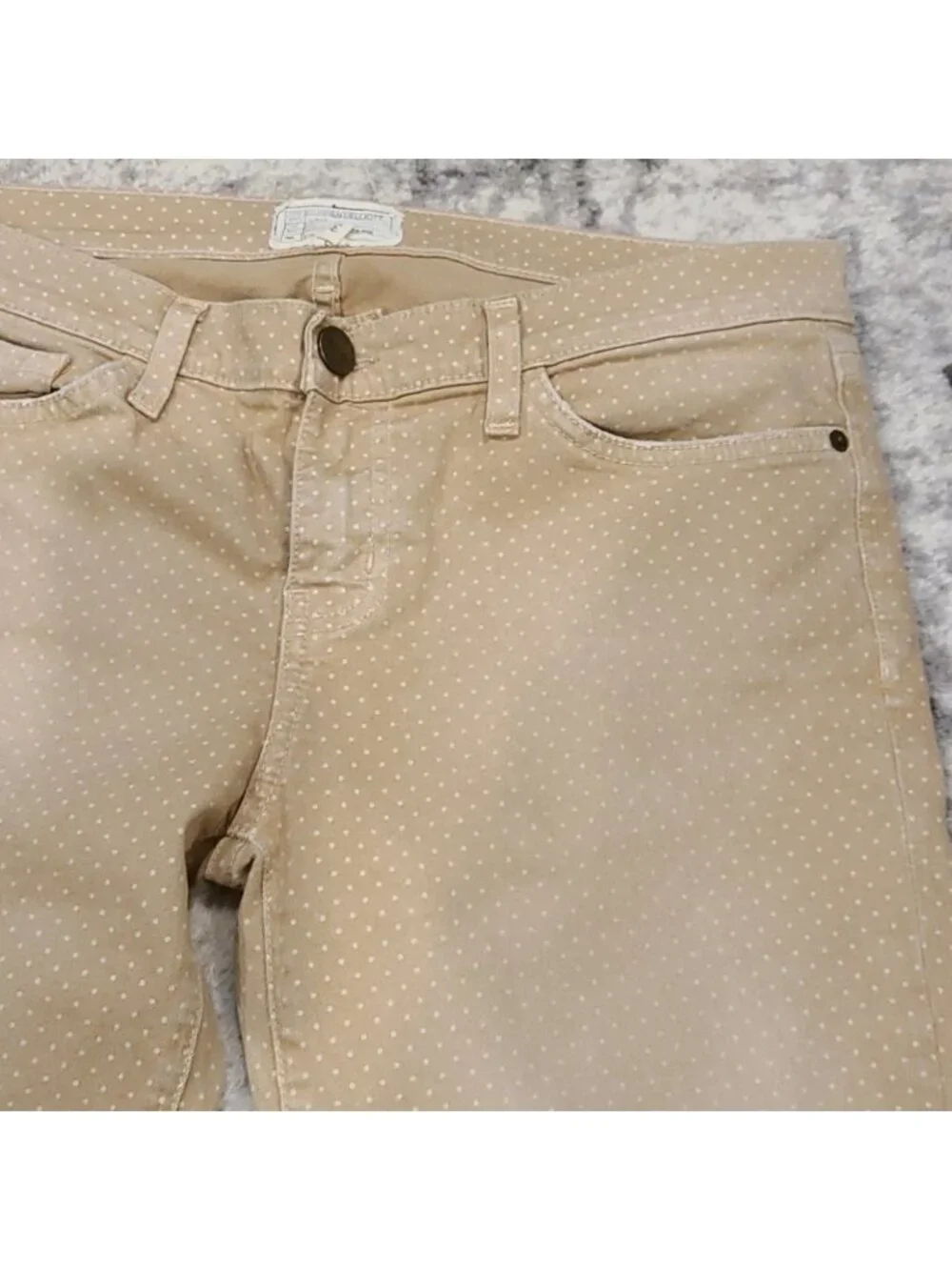 Current/Elliot beige polka dot skinny jeans